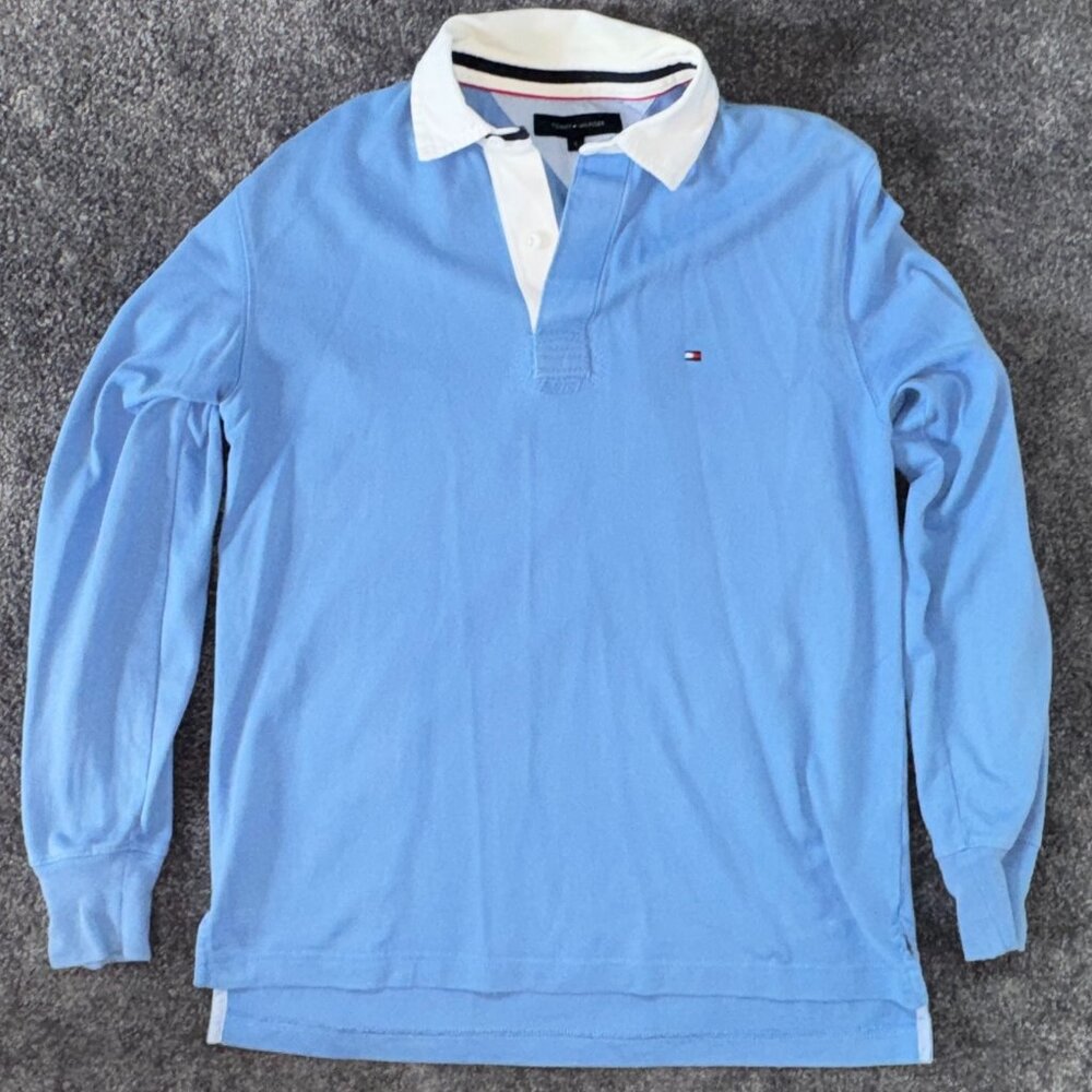 Tommy Hilfiger Light Blue Long Sleeve Polo Shit S Small